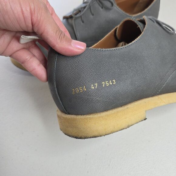 Common Projects Cadet Derby Dark Gray Pebble Grain Leather Shoes Size 47 main image 12